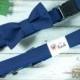 Dog Bow Tie In Navy Blue Dog Collar with Optional Leash