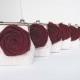 FREE SHIPPING // Rustic Fall, Marsala Bridesmaid/  8* Wedding Clutches with Silk Roses and Custom personalized Message Labels Tag