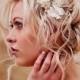 Champagne wedding hair piece -  Bridal flower headpiece   - vintage wedding - large flower hair flower - wedding hair accessories