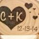 Personalized Rustic Wedding Cake Topper Wood Hearts Small Size