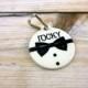 Personalized Bowtie Pet Tag - Wedding Pet tag- Cat tag - Custom Pet ID tag - Black bow tie - Neck tie Pet tag