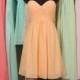 Peach Bridesmaid Dress, A-line Sweetheart Short Chiffon Bridesmaid Dress