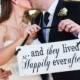 Ring Bearer Sign Double sided wedding sign And they lived happily ever after ring bearer sign with Here Comes the Bride