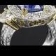 Platinum "Queen Elizabeth" Blue Sapphire Diamond Right Hand Ring