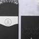 Jeweled Romance Black Lasercut Pocket - Wedding Invitation Sample (IWP14011-SV) - New