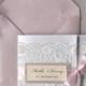 Custom listing (100) Pink Lace Wedding Invitation, Ivory Wedding Invitation, Pocket Fold Wedding Invitations , Vintage Wedding invitation - New