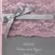 Custom listing (10)  Lace Wedding Menu, Grey and Pink Wedding Menu , Pink Lace wedding menu - New