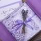Custom listing (100) Lace and Lavender Wedding Invitation, Vintage Wedding Invitations , Rustic Box Wedding invitation - New