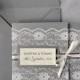 Ivory Lace Wedding Invitations -  Grey Wedding Invitation