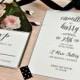 Pink & Black and White Modern Wedding Invitation Roses Invitation Set - New