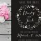 Black and white Save the Date Card -  laurel wreath