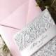 Custom Listing (20) Pink Wedding Invitation -  Lace  Pink Wedding Invitations
