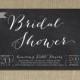 Chalkboard Bridal Shower Invitation White & Black Chalkboard Script Classic Elegant Modern Printable Digital or Printed - Violet Style