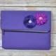Envelope clutch / Zipper Close / Purple Cotton / silk flower / Simple, bridesmaid clutch, wedding, by Darby Mack, made in the USA  in stock