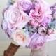 Rustic Silk Bridal Bouquet Lavender Roses Peonies Dusty Miller Grapevines NEW 2014 Design by Morgann Hill Designs