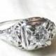 Antique .80 Ct Diamond Engagement Ring 18K White Gold Art Deco Orange Blossom Transitional Cut Diamond Ring 1920s Engagement Ring