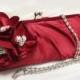 Wedding clutch, Bridesmaid clutch, Red clutch, evening bag, Bridesmaid bag, crystal clutch, flower bag