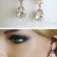 Rose Gold  Bridal earrings Wedding Jewelry Pearl Crystal Vintage Earrings Rhinestone Wedding LEILA DELUXE