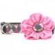 Pink Flower Dog Collar Set, Argyle Dog Collar, Grey Wedding Party
