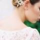 Etta  Gold  Pearl  Swarovski Hair Piece   Comb Bridal  Wedding - New