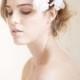 Carre White Flowers Headpiece  Comb Bridal  Wedding - New