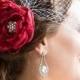 Scarlet Red bridal hair accessories  -  bridal hair flower