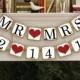 Mr Mrs Save The Date Banner - Wedding Photo Prop - Mr Mrs Save The Date Sign - Wedding Banner - Wedding Garland - New