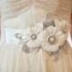 Bridal Gown Sash, Rhinestone Sash, Flower Wedding Gown Sash, Ivory Ribbon Sash - New