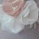Blush Bridal Sash with Rhinestone Applique Embellishment , Blush and Ivory Bridal Belt, Rhinestone Bridal Sash - New