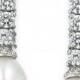 Arabella Bridal Cultured Freshwater Pearl (8mm) and Swarovski Zirconia (3-5/8 ct. t.w.) Drop Earrings in Sterling Silver