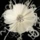 Bridal Feather Fascinator, Floral with French Tulle, Hairclip, Headpiece, Birdcage Veil - ODETTE - New