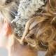 Wedding Lace Head Piece -   Pearl Beaded Lace Headband