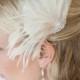 Bridal Feather Fascinator, Wedding Hair Accessory, Champagne and Ivory - KIMBERLY - New