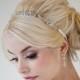 Bridal Ribbon Headband, Bridal Hair Accessory, Beaded Ribbon Headband, Wedding Head Piece - DEMI - New