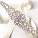 Blossoming Rhinestone Encrusted Bridal Belt Sash in SILVER - Custom Ribbon - Extra Long Silver and Crystal Wide Wedding Dress Belt