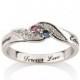 Personalized  Engraved Promise Ring Engagement Promise Ring 925 Sterling Silver, Couples Ring with Birthstones