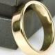 Mens Yellow Gold Wedding Band, 14K Gold 5mm Wide Ring Handmade Single Band Simple Sea Babe Jewelry