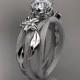 14kt  white gold diamond floral,leaf and vine  wedding ring,engagement ring ADLR253