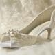 Wedding Shoes - Vintage Wedding Lace - 2.25" Heels- Swarovski Crystals and Pearls - Women's Bridal Shoes, Custom Dyed Colors, The Abigale