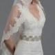 wedding bridal lace mantilla veil 45x36 elbow length alencon lace - available in white and ivory
