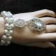 The Great Gatsby Bracelet, Pearl Slave Bracelet,Art Deco Crystal Cuff Bridal Bracelet,1920's Style Ring Bracelet,Statement Bracelet