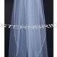CRYSTAL BEADS on the edge  One tier Elegant Wedding Bridal veil. White or Ivory , your choice. elbow lenght with silver comb ready to wear