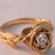 Rose Engagement Ring No.1 - Rose Gold engagement ring, unique engagement ring, leaf ring, flower ring, antique, art nouveau, vintage