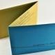 Simple Modern Wedding Tri-fold Wedding Invitation in Teal and Gold SAMPLE - Unique wedding invite with RSVP postcard