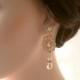 Rose gold dangle earrings-Rose gold bridal earrings-Rose gold art deco rhinestone Swaroski crystal  earrings - Wedding jewelry