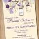 Rustic Bridal Shower Invitation Template - Mason Jar Wedding Shower Template Eggplant Lavender Purple Green Ivory Shower Invitation Download