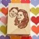 Hand Carved Custom Couple Wedding Portrait Stamp -Wedding invitation, Save the Date, Engagement, Invitation, Wedding Thank You note-