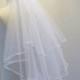 Bridal Veil ,Wedding Veil, 2 tier Elbow Length 20" 25"  ,Communion Veil,Hennight veil. 3mm satin Ribbon edge with detachable comb & Loops.