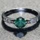 Genuine Emerald Solid Sterling Silver Solitaire engagement ring - handmade engagement ring - wedding ring