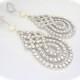 Long Rhinestone earrings - Bridal jewelry - Statement earrings - Swirl design - Large Crystal earrings - Sterling silver posts -  STUNNING